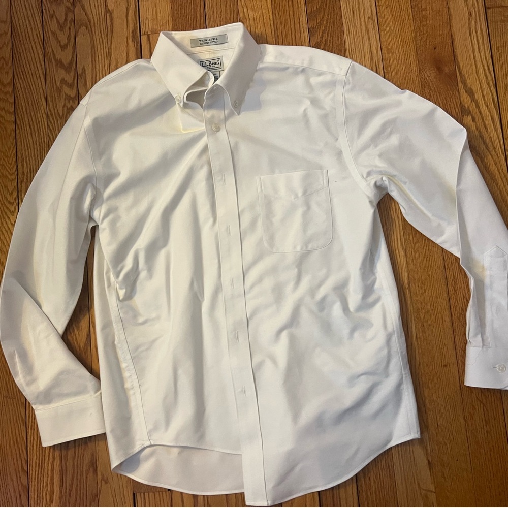 L.L. Bean Men's Wrinkle Free White Dress Shirt Size 15-32